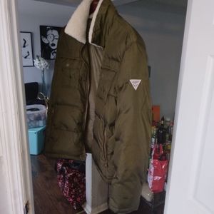 Mens Guess bomber jacket with fur neck